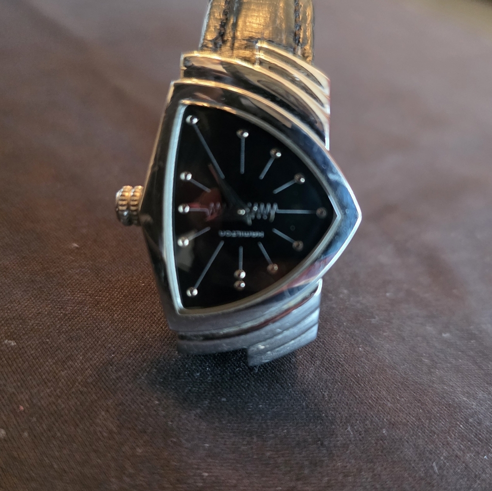 Hamilton Black and Silver Triangular Watch